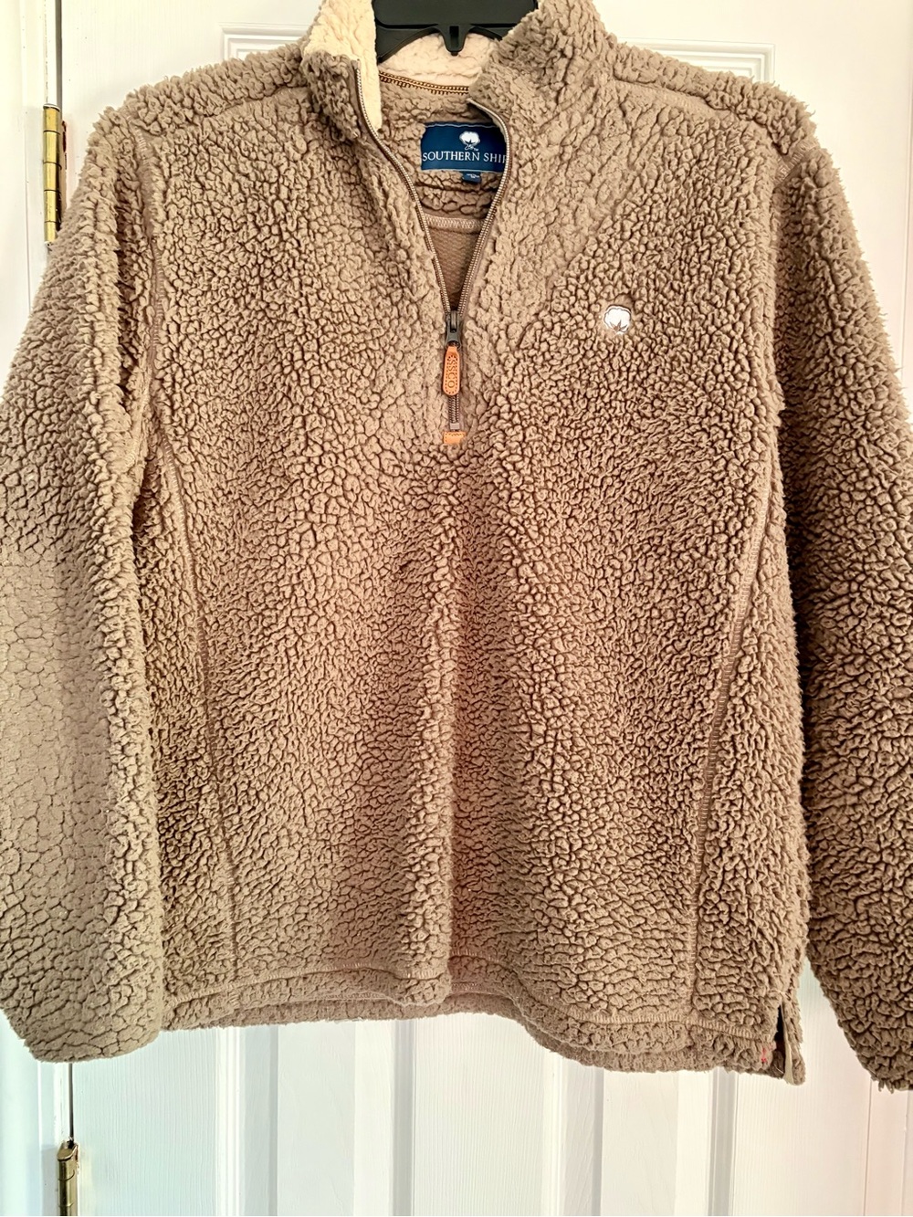 The Southern Shirt Company Tan Sherpa Half-Zip Pullover